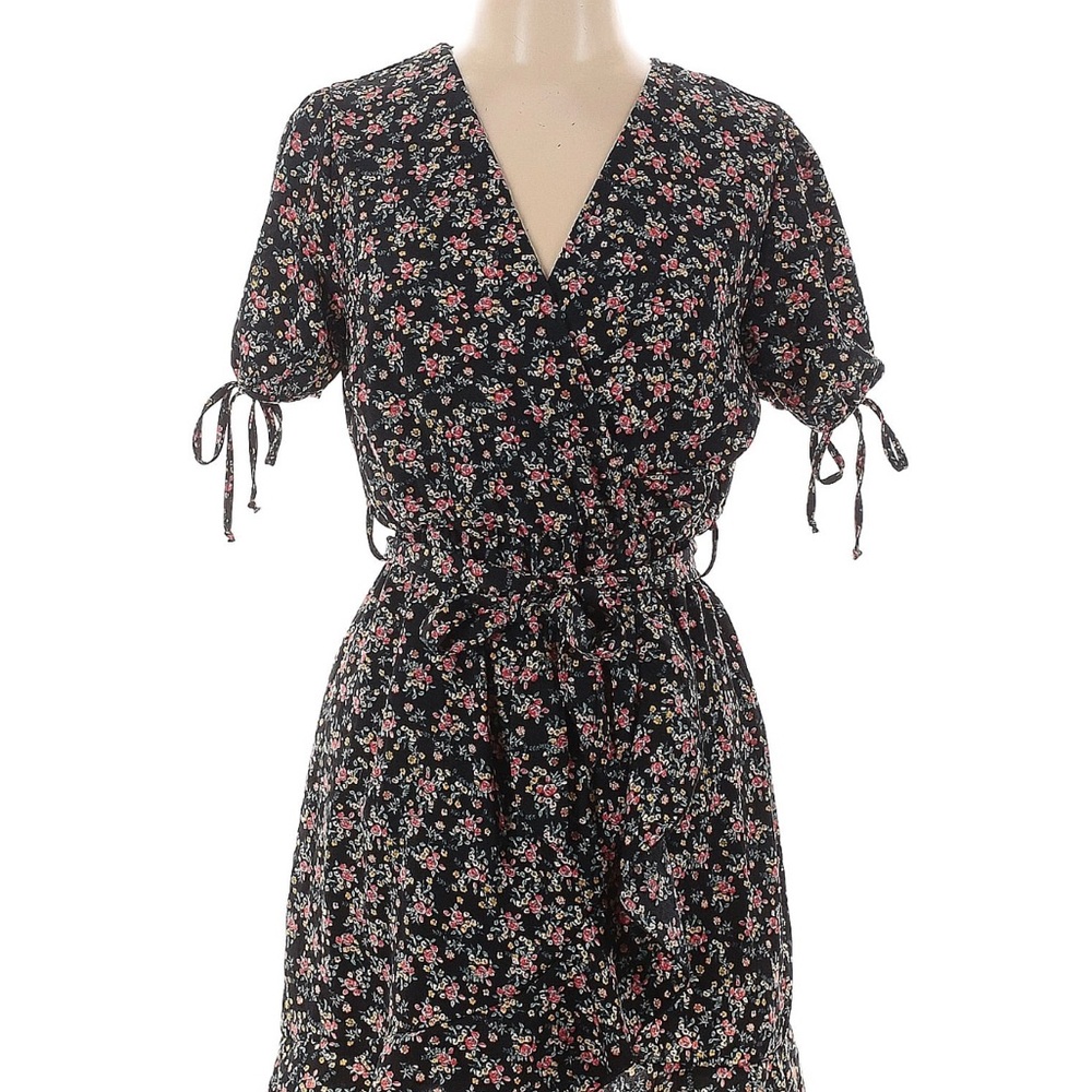 Purple Snow Black Floral Dress